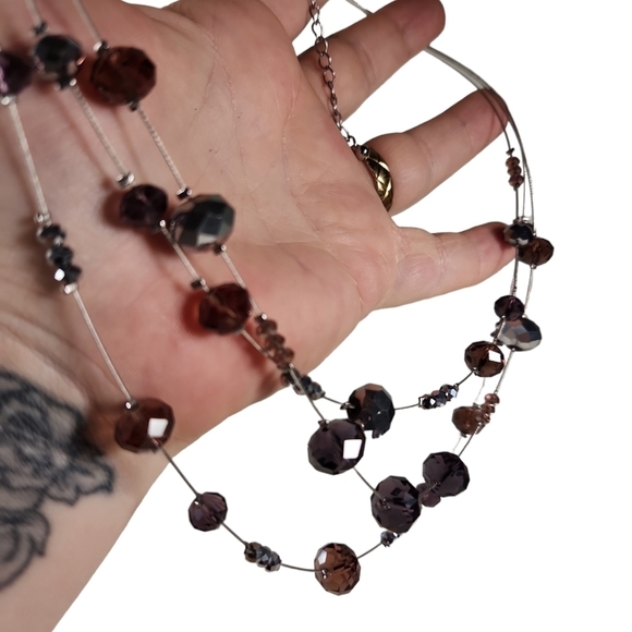 Purple & Rose Layered Illusion Necklace - Picture 3 of 5